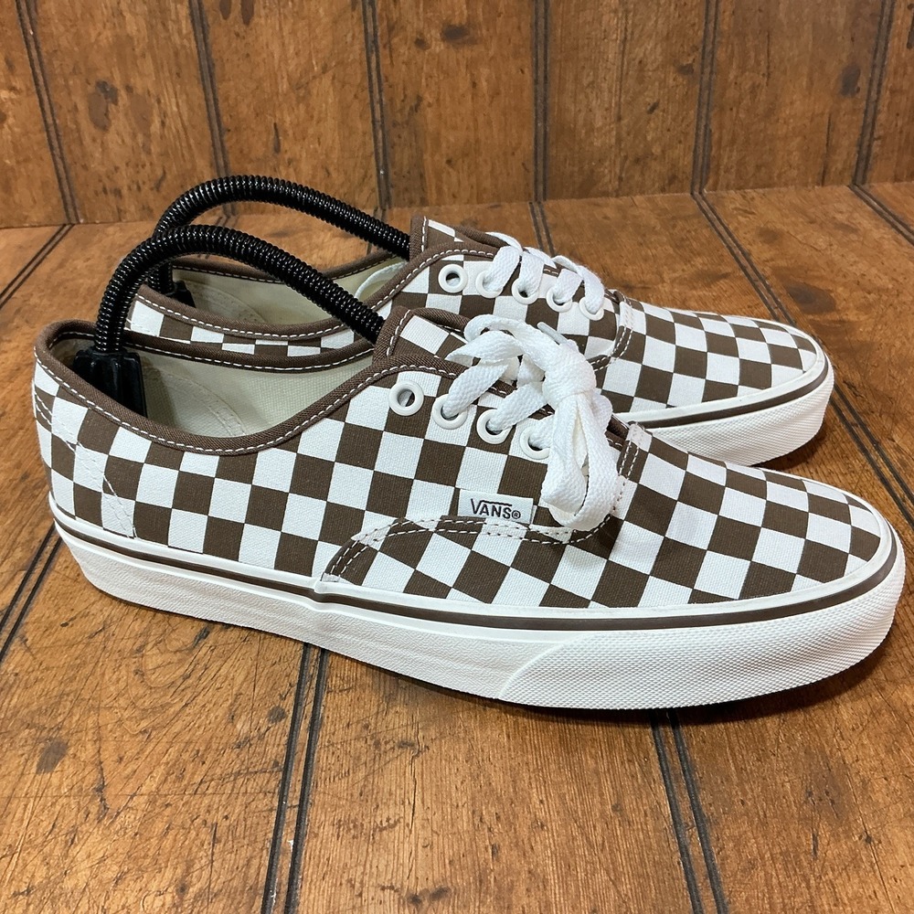 Vans Authentic Brown/White Checkerboard Women's Size 9/ Men's 7.5 Skater Shoes